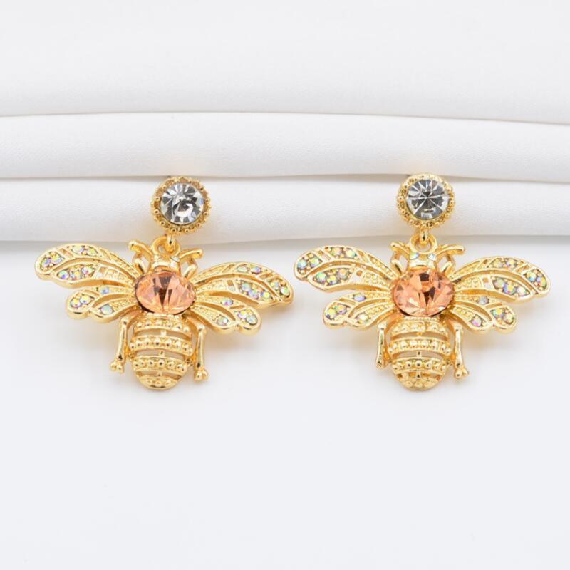 Stud 2021 Fashion Bee Crystal Gem Earrings Women Jewellery Pendientes De Las Mujeres