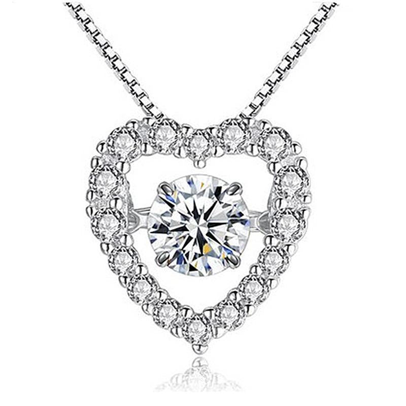 Pendant Necklaces MOONROCY Silver Color CZ Heart Crystal Necklace Chokers For Women Girls Drop Wedding Jewelry Simple Gift