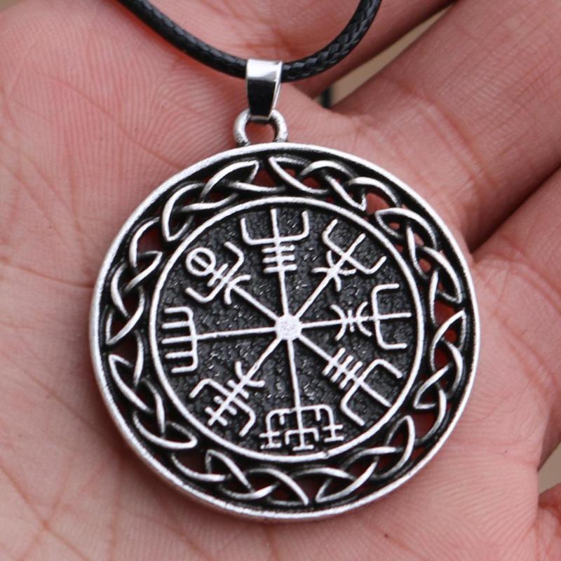 Pendant Necklaces Viking Vegvisir Compass With Endless Knots Vintage Necklace Mens Womens Pagan Jewellery