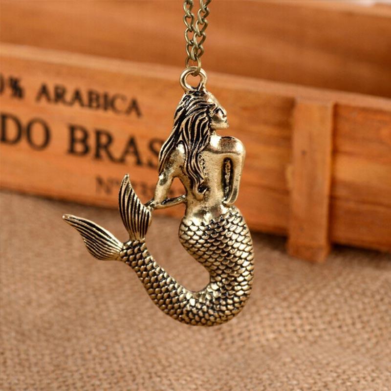 Pendant Necklaces Arrivals Vintage Alloy Pendant&Necklaces Long Necklace Mermaid Beauty Sweater Chain Women Fashion Jewelry Wholesale