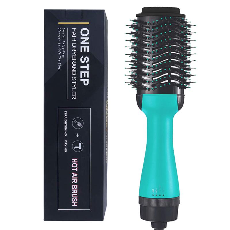 Electric Hair Brushes Dryer Brush Air Fast Drying Styler Negative Ion Blow Rotating Straightener Curl Green