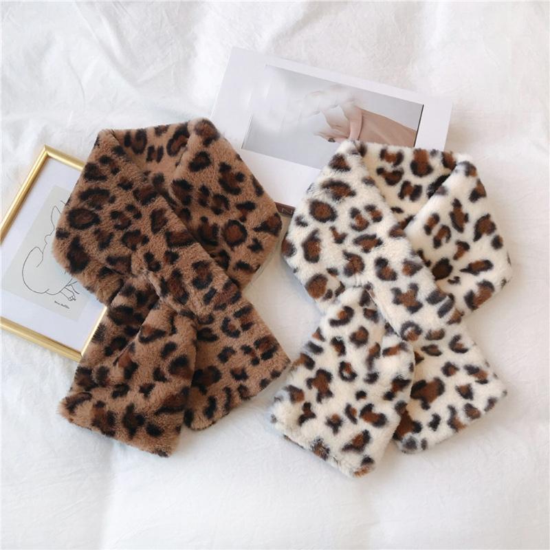 Scarves Women Fashion Winter Faux Fur Villus Scarf Outerwear Leopard Print Warm Wrap Shawls