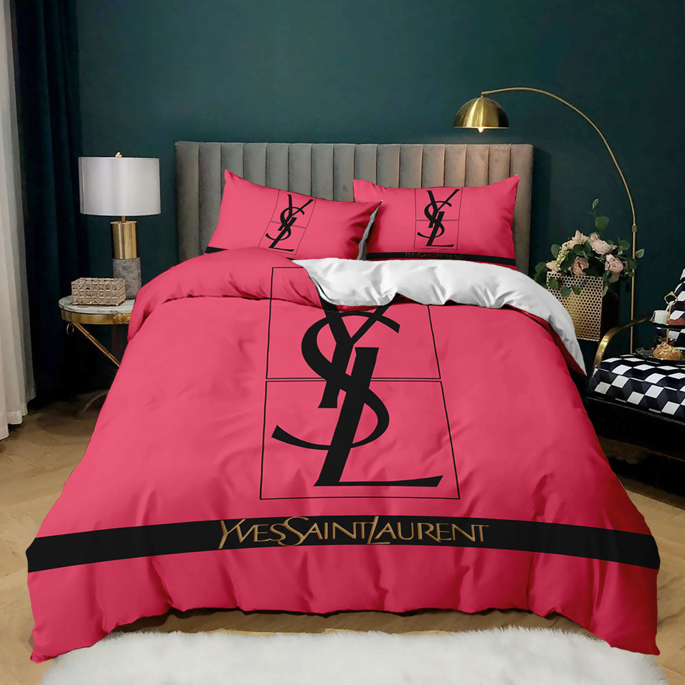 Luxury design letter printed textile bedding set of 3 pieces full size, European style, holiday gift-hotel-personal use, 1 quilt cover + 2 pillowcas