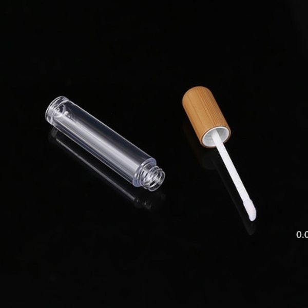 New5ml Vintage Bamboo Lip Gloss packing bottle refillable Lips Balm Tube empty Cosmetic Container Packaging Lipbrush DIY Tubes EWF7504