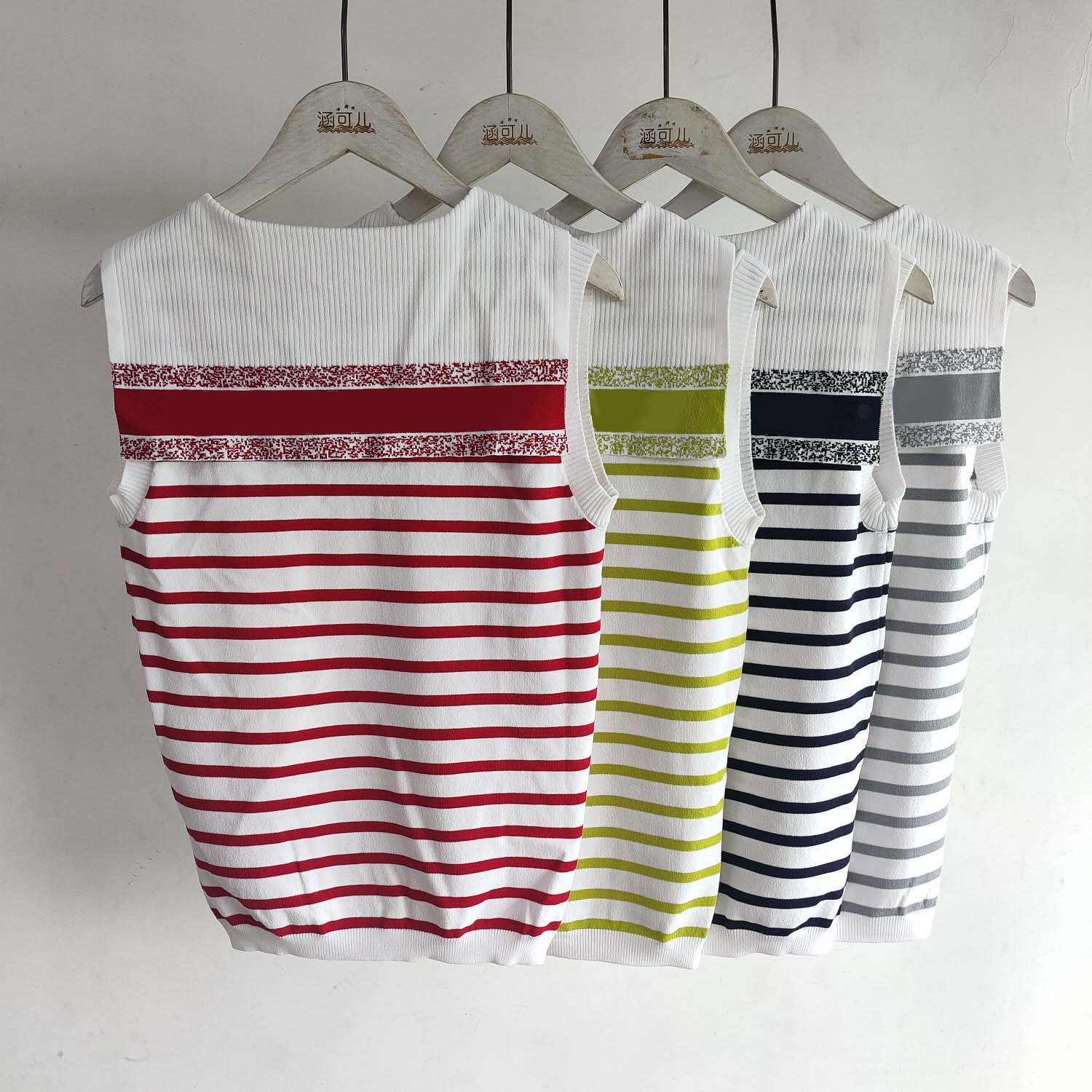 Women Tanks 21 Summer Fashion Color Striped Letter Pattern Navy sailor Style Womens Camis Girl Knit Tops Tees