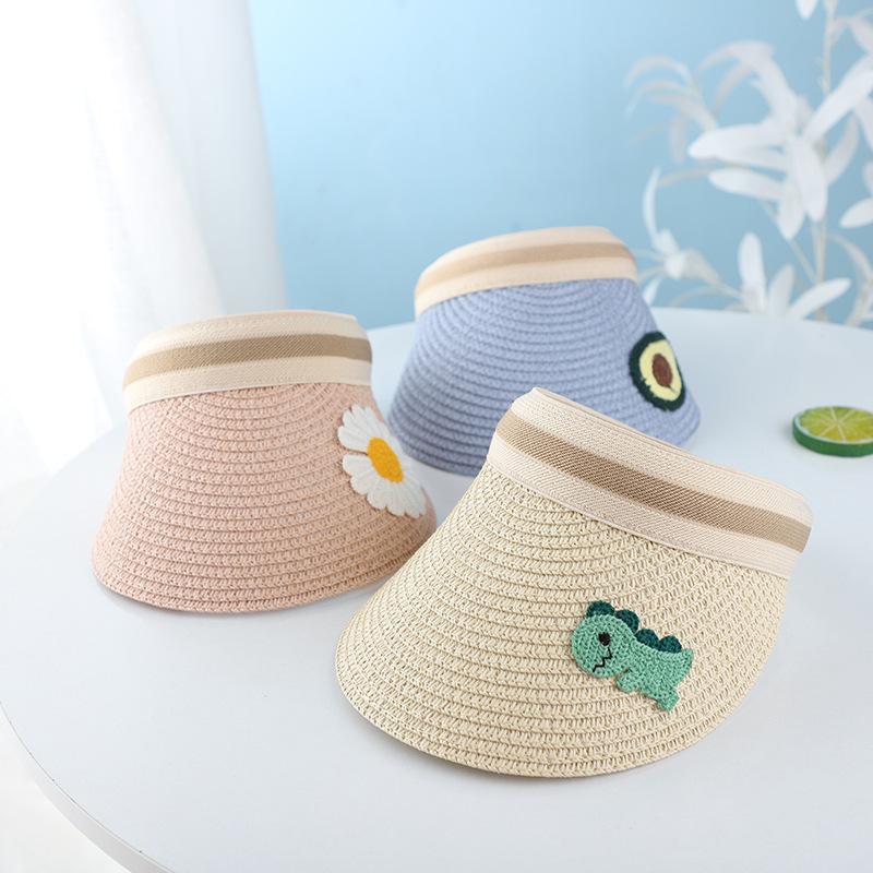 Wide Brim Hats Summer Children&#039;s Hats, Parent-child Candy Color, Fruit Accessories, Sun-shading And Sunscreen Straw