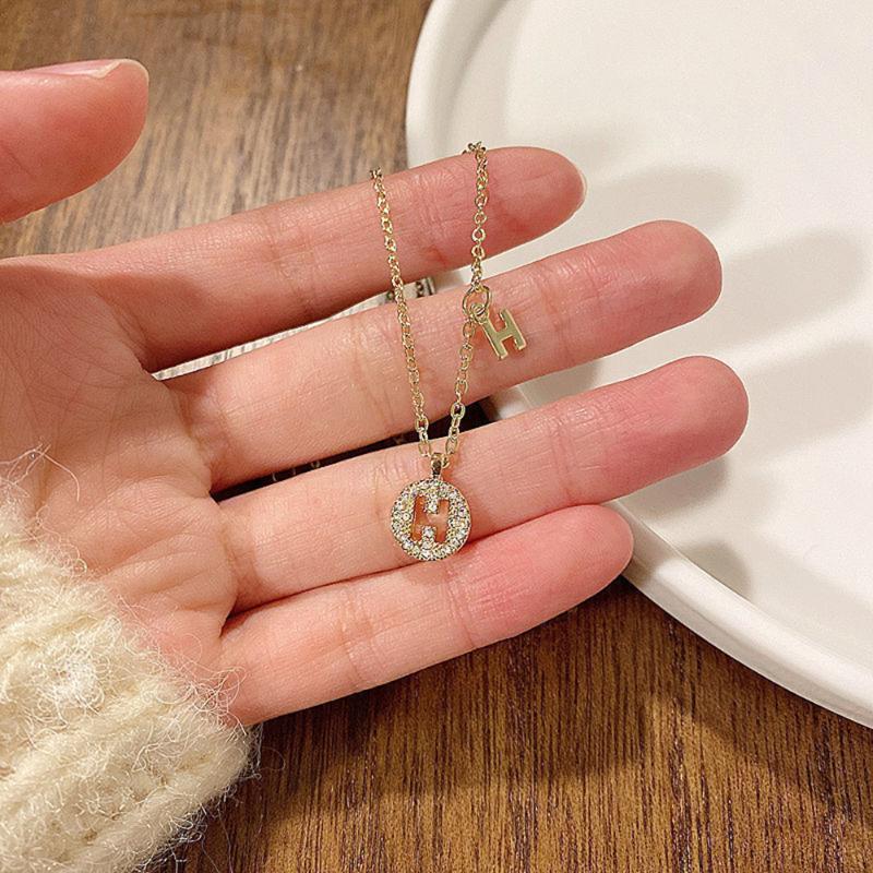 Pendant Necklaces 2021 Fashion Dainty Capital Letter H Neckaces For Women Gold Color Choker Boho Jewelry Initial Necklace Friend Gift