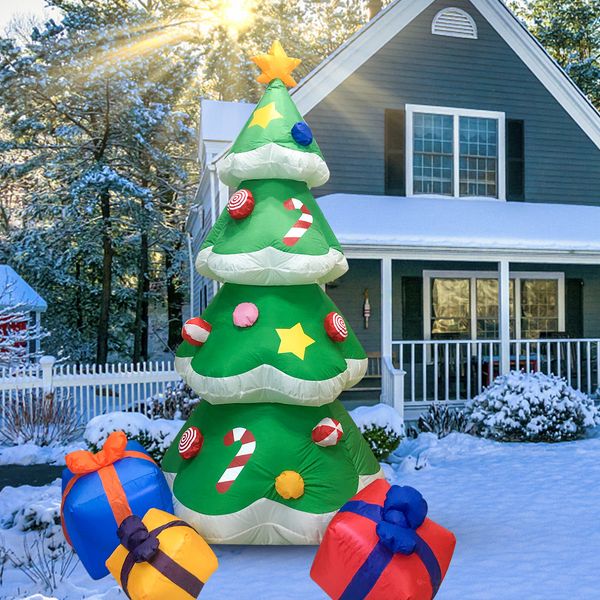 2.1m Christmas tree garden outdoor decoration RGB lighting inflatable Xmas trees inflatables model festival light props candy cane decoratio