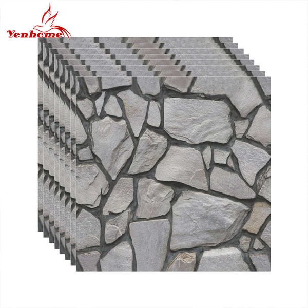 Bathroom Decor Kitchen Backsplash Tiles Decals 3D Stone Brick Self Adhesive Wallpaper Home Decor Waterproof PVC Wall Stickers 210705