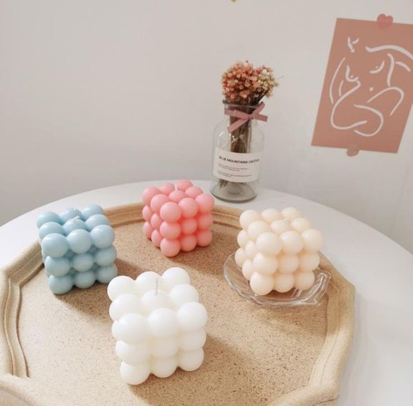 Bubble Candle Cube Soy Wax Cute Scented Candles Aromatherapy Small Relaxing Birthday Gift Home Decor SN2698