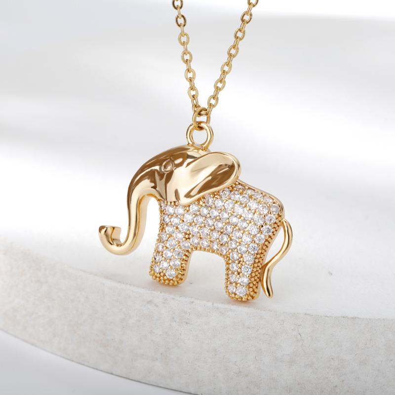 Pendant Necklaces Zircon Elephant Necklace For Women Men Gold Animal Female Chain Unique Clavicle Choker Jewelry Accessories BFF