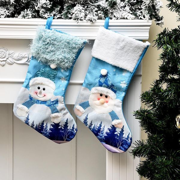 Tree Cartoon Santa Claus Sock Christmas Stocking Xmas Ornaments Kid Candy Bag Festival Party Gift Decoration for Family HWD9545