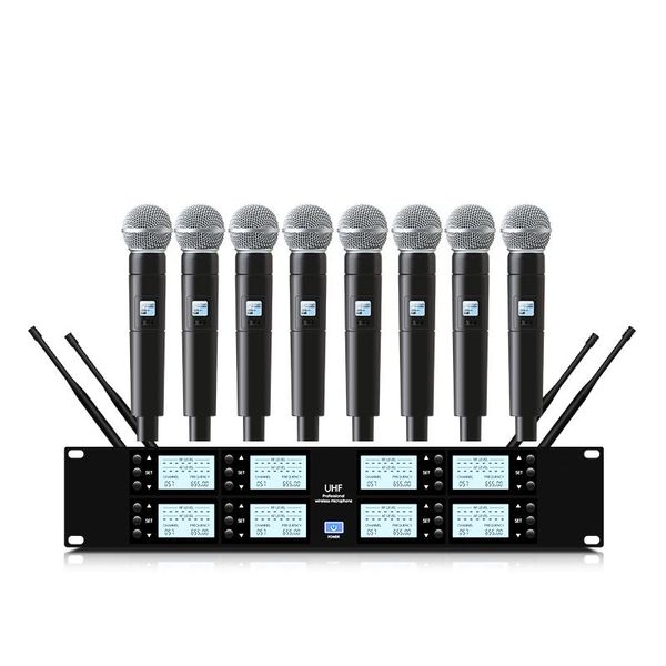 Microphones Professional UHF 8 Wireless Microphone System Handheld Lavalier Conference Karaoke Church School Lecture Stage Performan