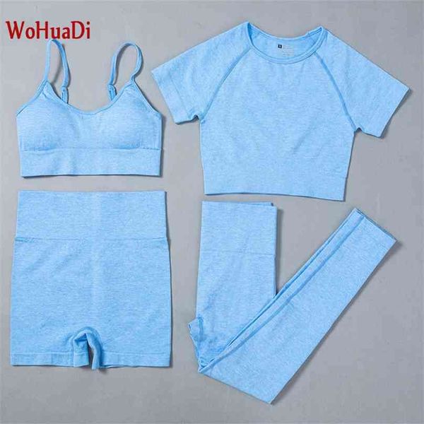 WOHUADI Any Combination Women Clotching Yoga Set Fitness Seamless Pant High Waist Leggings Shirts Sports Bra Tracksuits Gym 210802