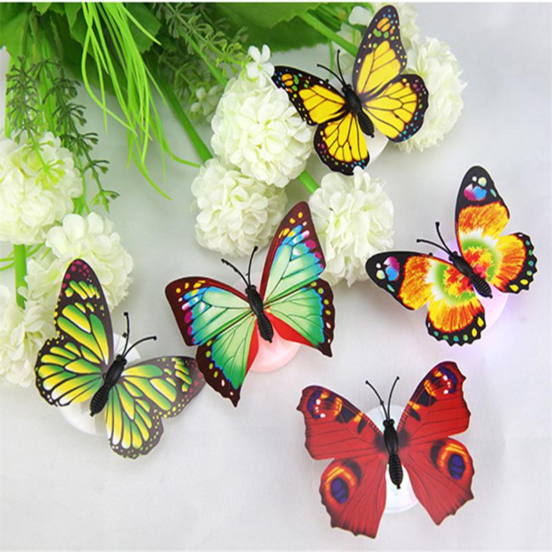 Night Lights Butterfly LED Multicolor Lamp Home Room Party Desk Wall Decoration Children Toy Gift Lampes Outdoor Gardern Lantern