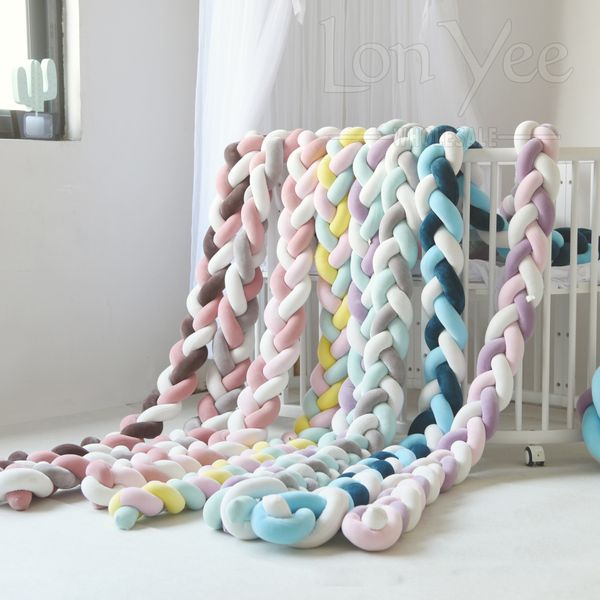 Ocean Delivery 3 Strand Knit Newborn Cot Bed Bedding Cushion Fence Weave Knot Braid Infant Cradle Crib Protector Rail Baby Playpen Bumper Pi
