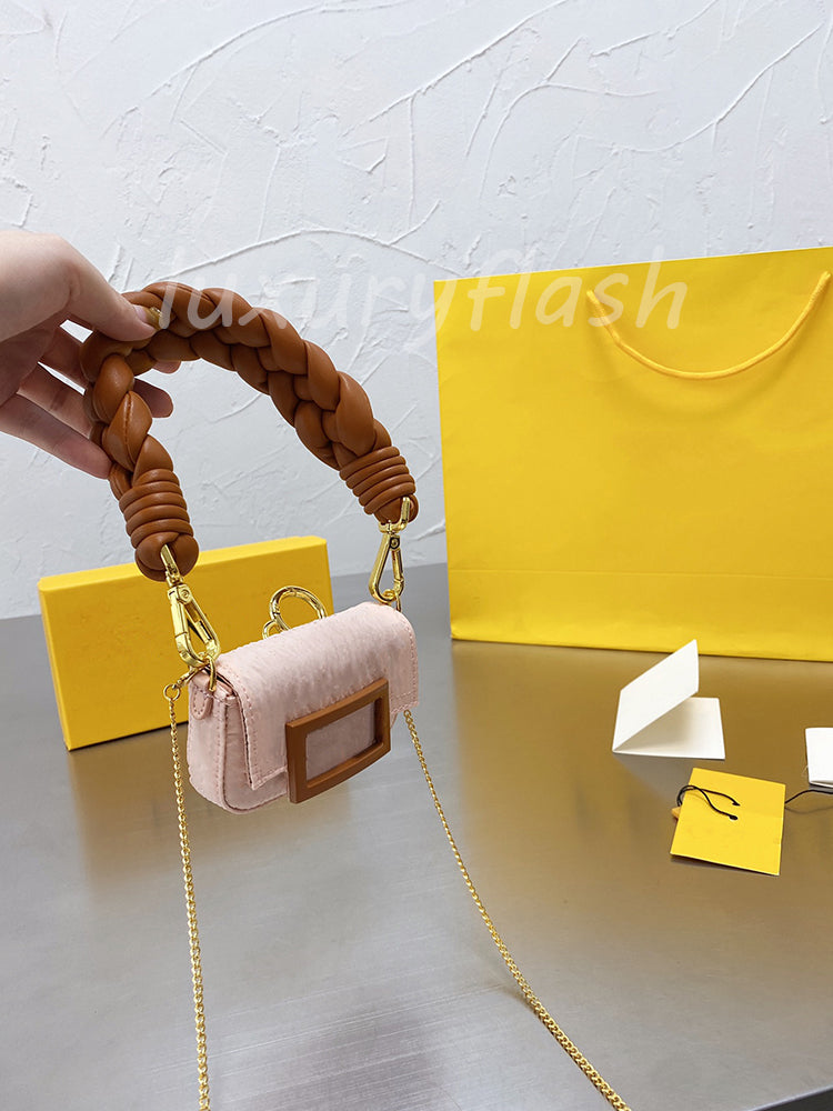 2021 Latest WomenHandbags Nano Baguette Designer Crossbody Bags Mini Size Shoulder Underarm Bag Coarse Woven Strap Coin Purse Wallets