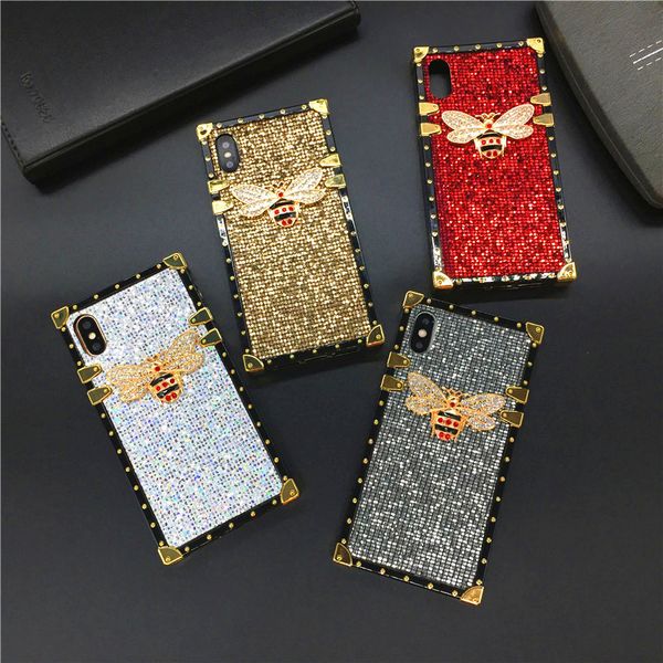 Top Fashion Glitter Square Phone Cases For iPhone 18 17 16 15 Pro Max 14 14Plus 13 12 11 ProMax XR Shell For Samsung Galaxy S25 S24 S23 S22