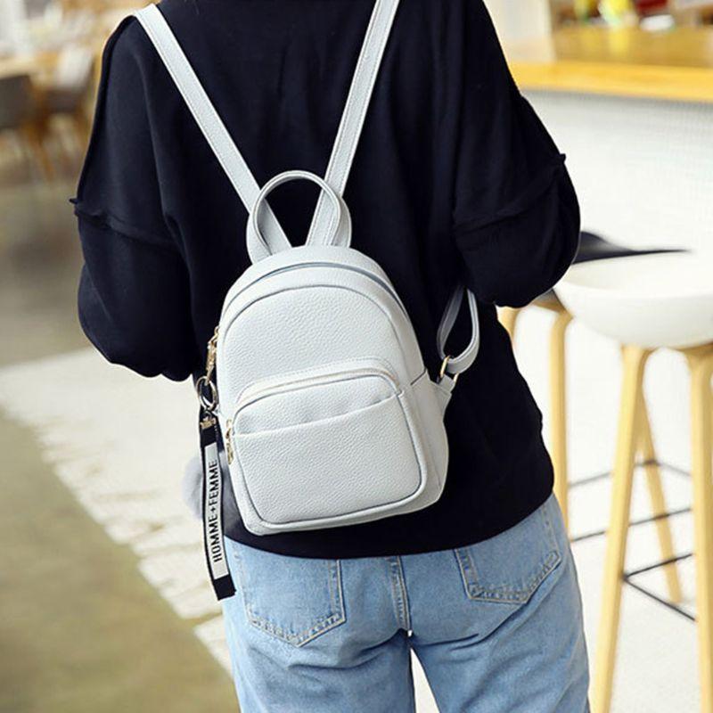 School Bags 066F Women PU Leather Backpacks Mini Cute Travel Rucksack Ball Pendant Shoulder Handbags Bag