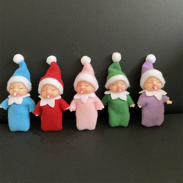 New Designs Sleeping Baby Elf Doll with Pacifier Christmas Mini Toy Cake Elves Dolls Nipple Birthday Surprise Gift