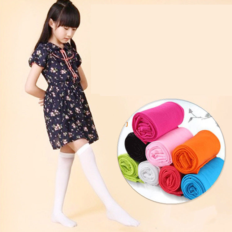 Girls&#039; Knee Long Silk Stockings Summer and Spring Thin White Children&#039;s Candy Veet High Tube Socks