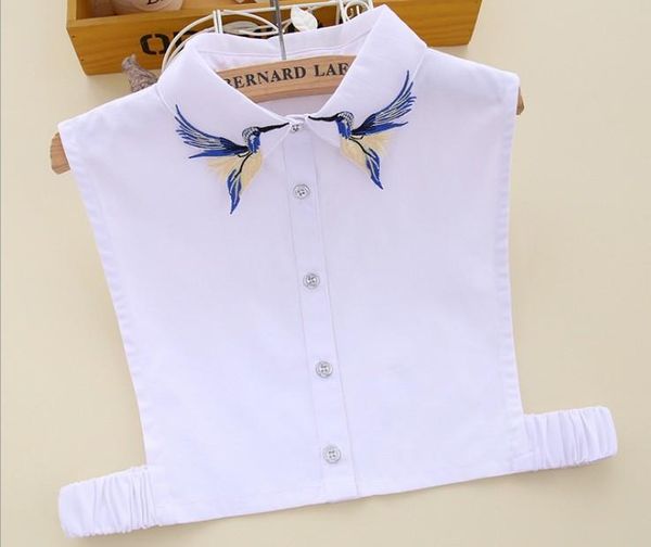 Women&#039;s Blouses & Shirts Embroidered Detachable Collar Female Shirt Fake Glass Drill Hollow Black Ribbon Bowknot Necklace Vest