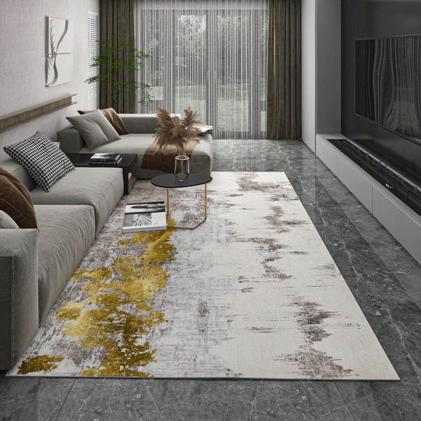 Carpets Luxury Carpet For Living Room Large 200x300 Decor Abstract Grey Yellow Rug Bedroom Modern Floor Mat Nordic Home Soft