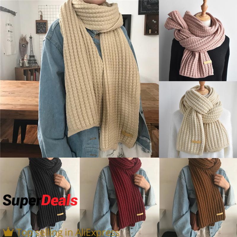 Scarves 180cm Ladies Knitted Scarf Winter Fashion Double Soft Woolen Thickening Warm Long Luxury Woman