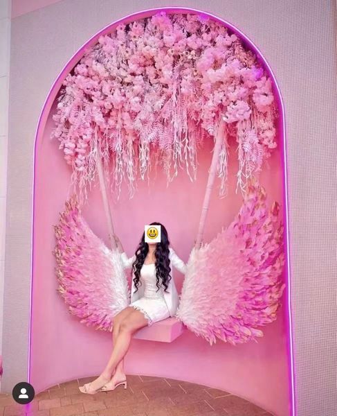 Customized Creative Swings Decoration Pink Angel Wings Cute photography shooting props
