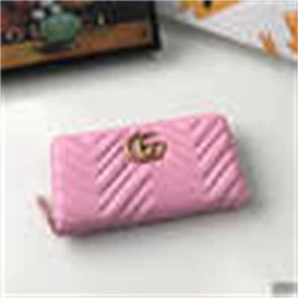 Card Wallets Brand Leather Designer Wallet Luxury Phone 443123 Long pink Chain lady Pouches Key zipper Holders wallet Cases Real Purse Clutc