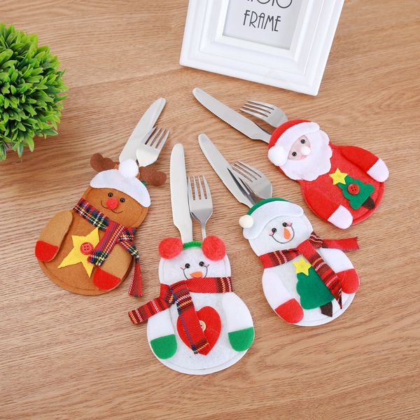 Christmas Decorations Cutlery Holders Suit Pockets Tableware Storage Rack Table Decor Dinner Sets Knives Forks Spoon Bag Covers Xmas Tree Pa