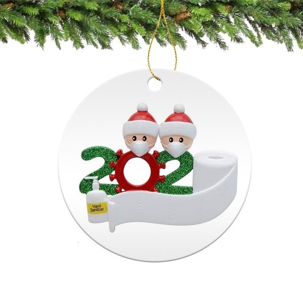 Decorations Ceramics Ornament Pendant Faimly of 1 Christmas 2 3 4 5 6 7 With Face Mask Round DIY Name Santa Christmas Decoration Sea