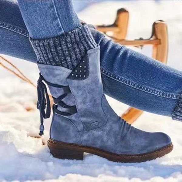 Boots Snow boots warm suede winter from vintage flat rentals to ladies knitting shoes feminine cobblers mid-calf ZBA6
