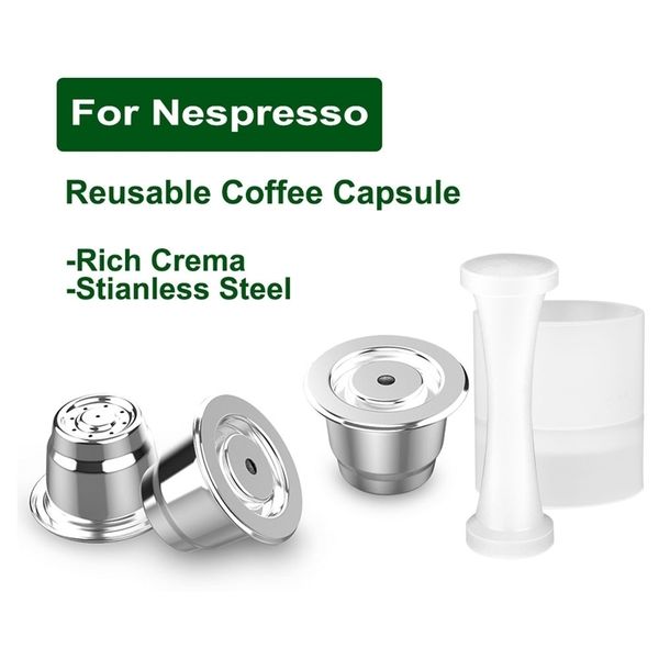RECAFIMIL For Nespresso Refill Capsule Stainless Steel Espresso Cups Reusable Coffee Pods With Tamper Dosing Lattissima Touch 211008