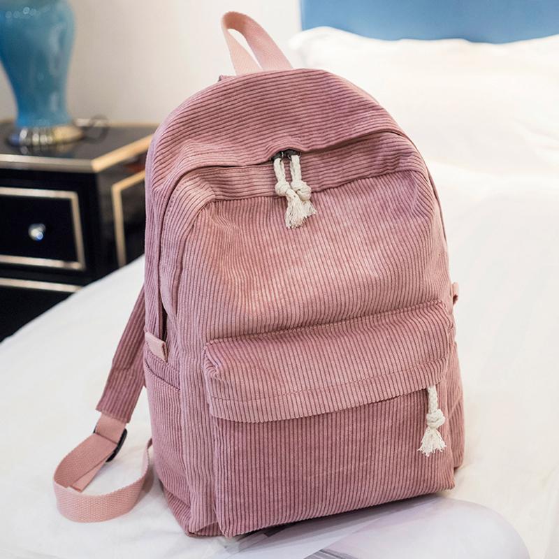 Backpack Women&#039;s Student Backpacks Rucksack Shoulder Bag Waterproof Women Large Corduroy Fashion Casual