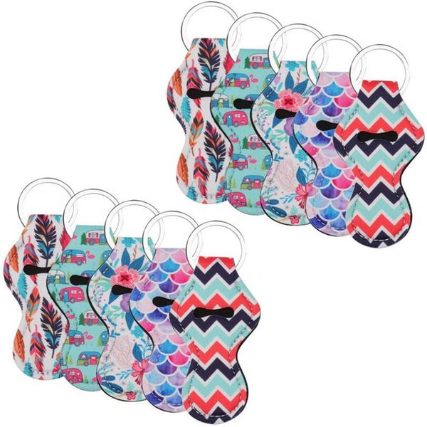 Portable Neoprene Chapstick Holder Keychain Lipstick Cases Cover Party Favor Lip Balm Holders Key Ring Gifts Multicolor Colors Chapsticks Ba