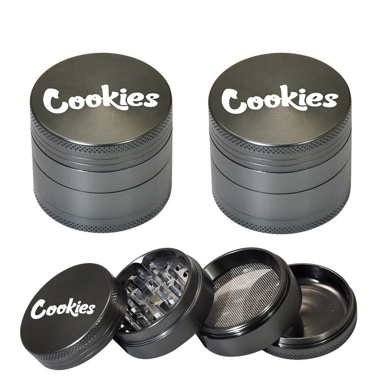 Smoking Accessories Cookies four layer 50mm aluminum alloy smoke grinder new gun ferrous metal grinder