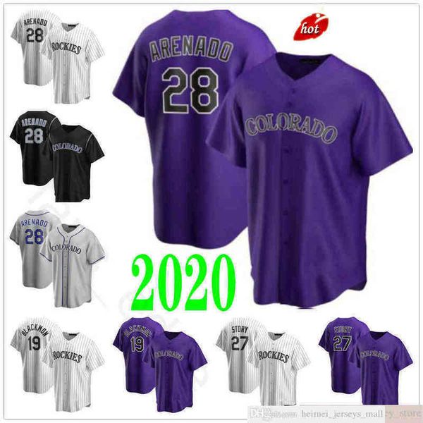 2022 Man Women Youth Baseball Jerseys #28 Nolan Arenado 19 Charlie Blackmon 27 Trevor Story Stitched Home Road Purple White Jersey