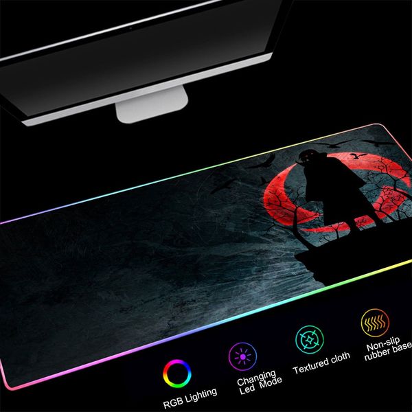 Uchiha RGB Mouse Pad 900x400x2mm Pad Mouse Carpet Computer Padmouse Domineering Gaming Mousepad Gamer manga keyboard desk mat