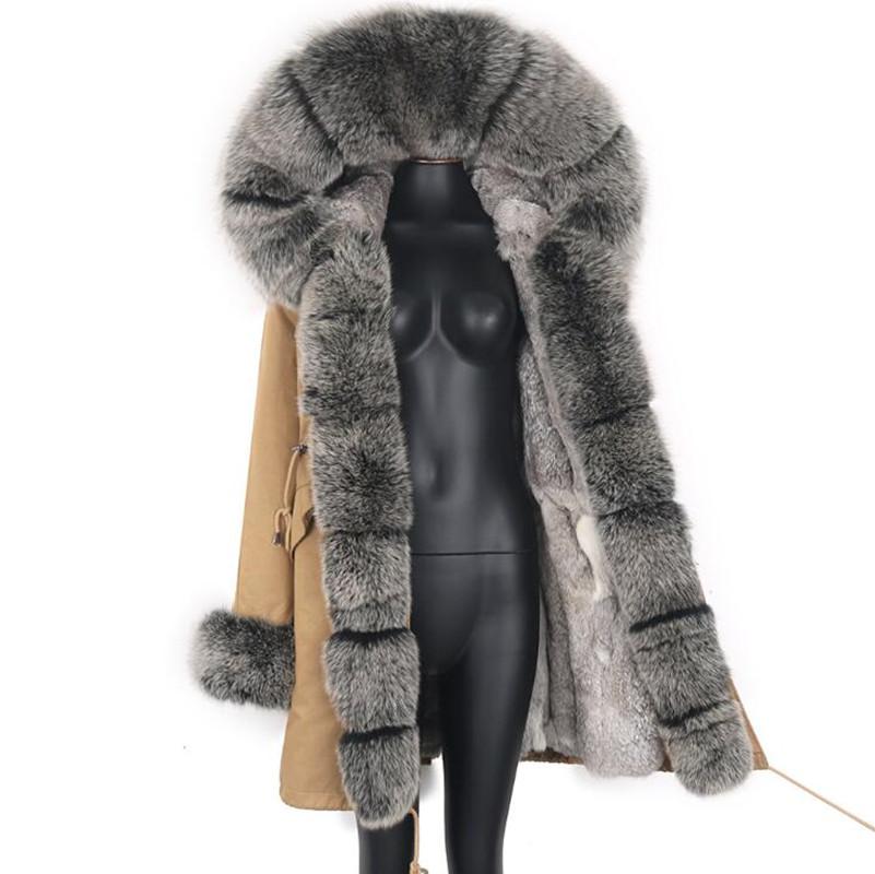 Women&#039;s Fur & Faux 2021 Furr Coat Collar Warm Big Outerwear Detachable Female Long Parka Women Fashion Winter Jacket