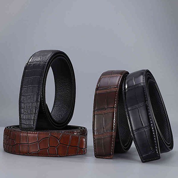 Belts Buckles Line Men&#039;s Top Leather Automatic Versatile Business Leisure Crocodile Youth Men
