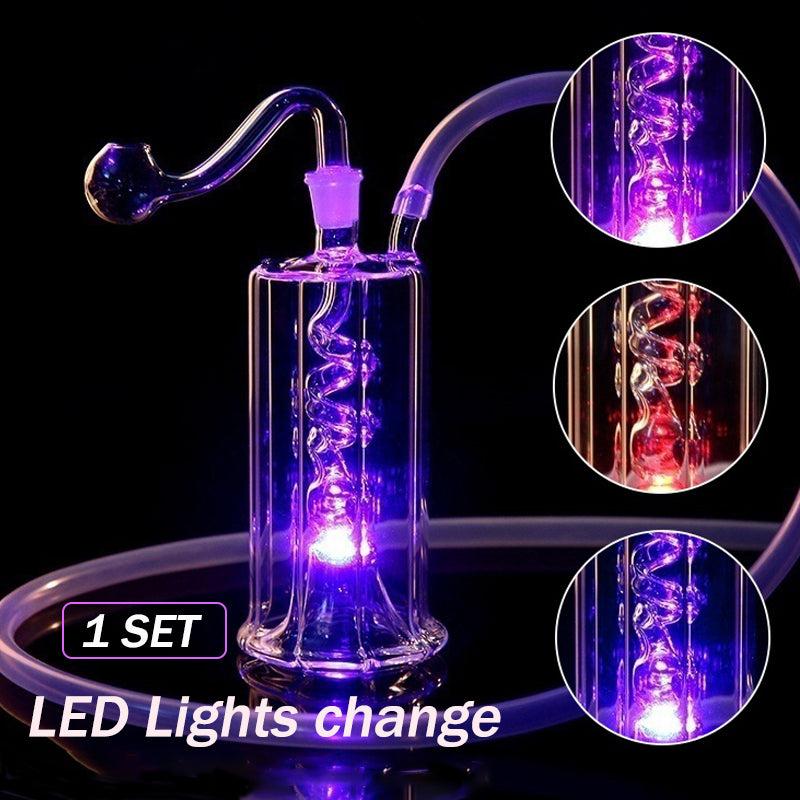 LED luminous Whole Sets Glass Hookah Smoking Pipe Smoke Shisha Diposable Glass Pipes Oil Burner Ash Catchers Bong Percolater Bubbler Tobacco Bowl Ac