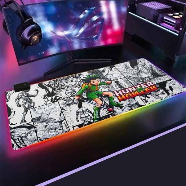 Anime Hunter X Hunter Mouse Pad RGB Large Computer Mat Carpet Gaming Mousepad Popular mouse pad Keyboard Games Pc Game mouse pad
