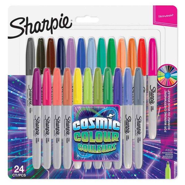 12-24 Colors Sharpie Permanent Markers Fine Point Pens (cosmic colour) Waterproof Paint Marker for Metal Tires Graffiti Markers 211103