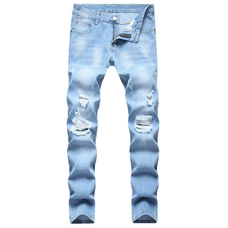 Men's Plus Size Pants Casual Slim Trousers Pattern Printing Nightclub Men Jeans Skinny Denim Street Wear