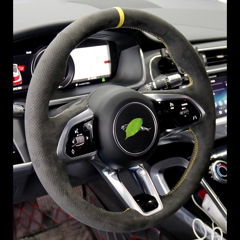 Auto Alcantara Black Steering Wheel Cover For JAGUAR XF XJL XE F-PACE F-TYPE Hand-sewn Grip Cover Auto Parts Car Accessories