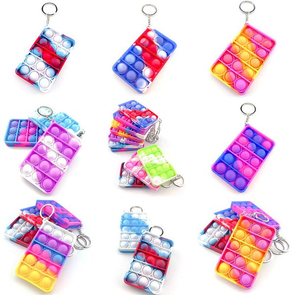 Simple Keychain Push Bubble Fidget Toys Decompression Toy Fidgets key chain Anti Stress Board