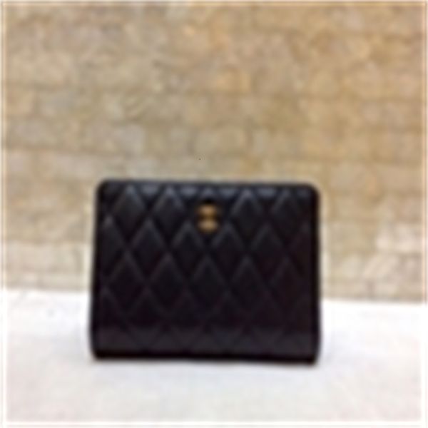 A50099 classic imported ball grain leather two-fold wallet gold REAL LEATHER Compact Long Wallets Chain Wallet Pouches Key Card