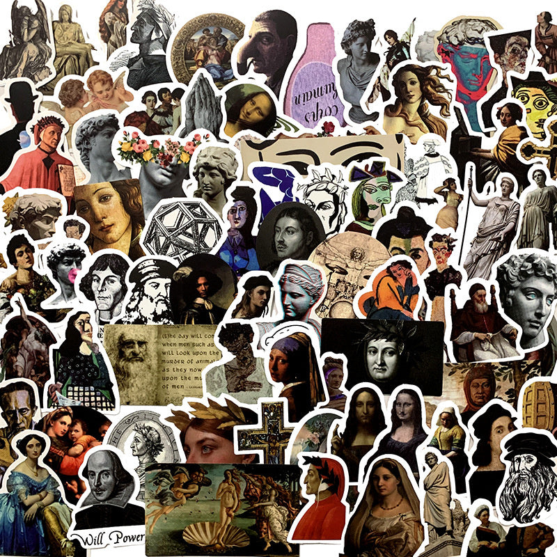 100PCS-Set Car Retro Roman Artist Stickers Famous Sculpture Decals Decoration For Skateboard Helmet Motorcycle Gifts Kids Water Cup Phone PC DIY Wat