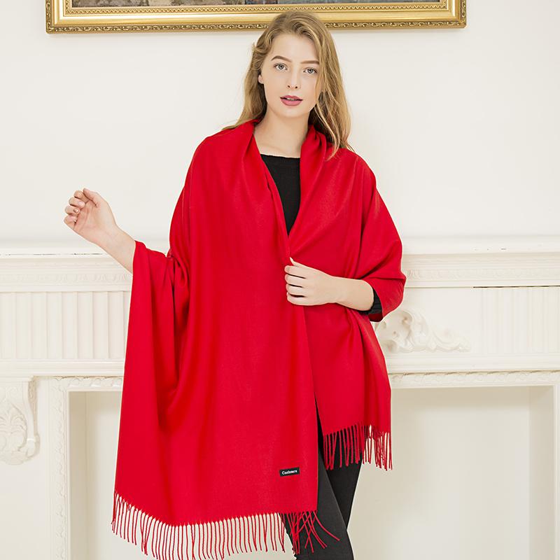 Scarves Fashion Women&#039; Luxury Palatine Cashmere Scarf Winter Solid Color Pashmina Shawl Tassels Lady Hijab Long Wraps